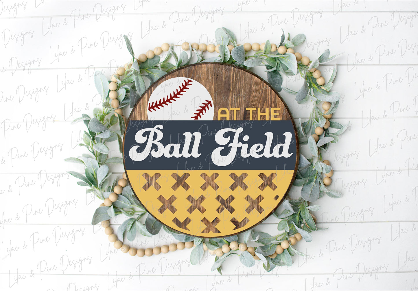 At the Ball Field round sign- baseball sign SVG- door round