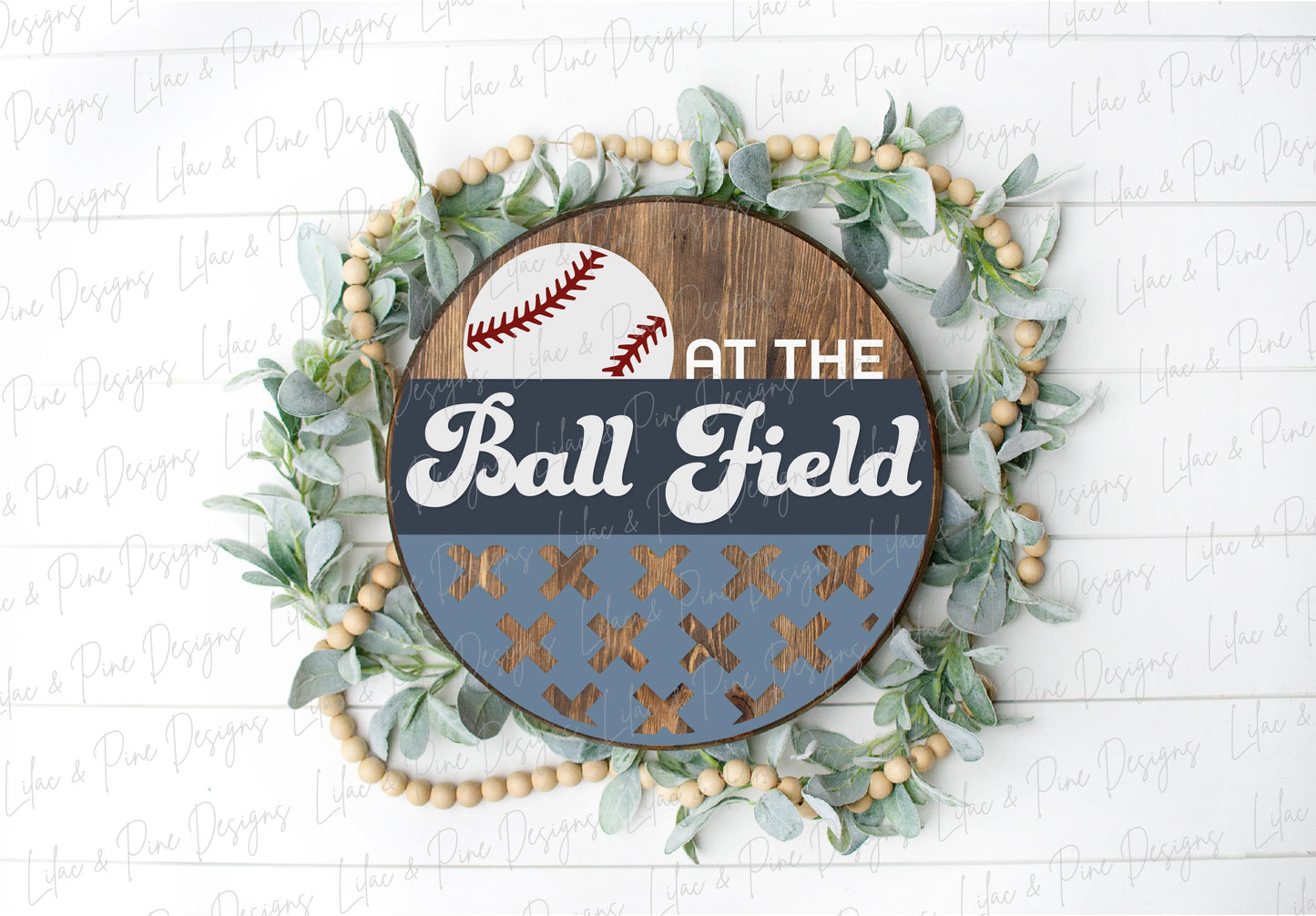 At the Ball Field round sign- baseball sign SVG- door round