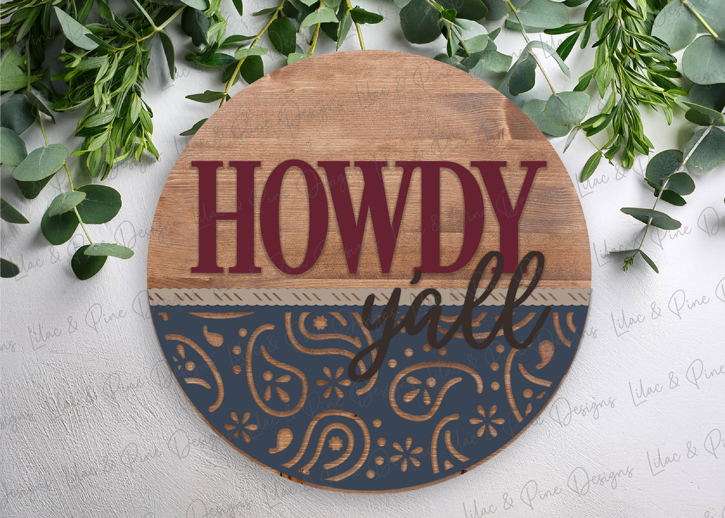howdy y'all sign SVG, Western door hanger, Handkerchief pattern SVG, Cowboy Welcome sign SVG, porch sign svg, Glowforge Svg, laser cut file