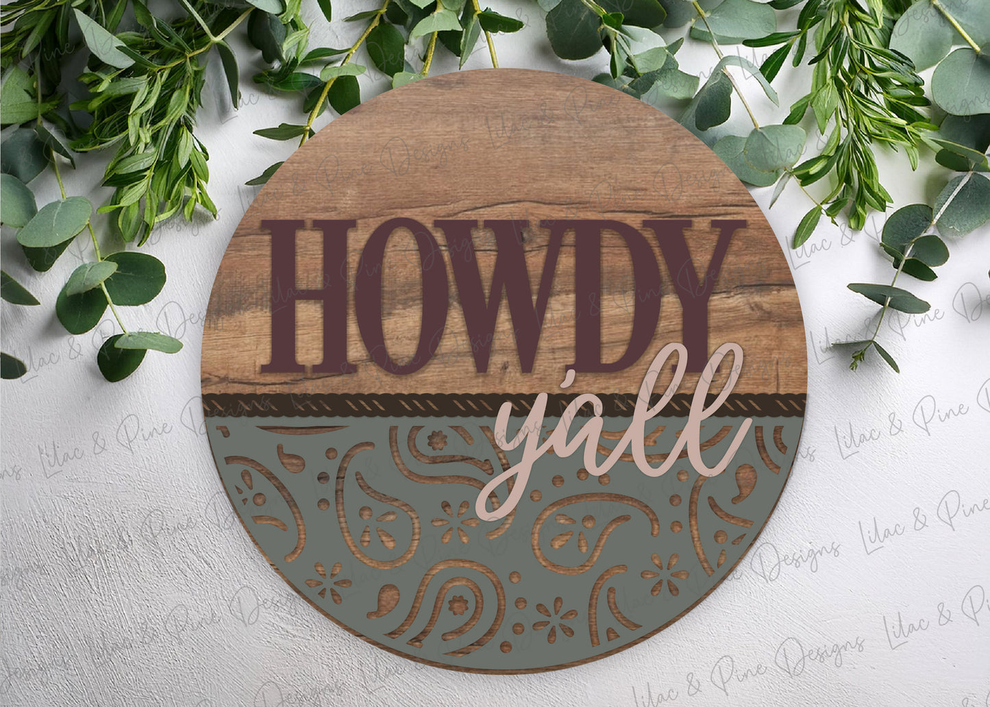howdy y'all sign SVG, Western door hanger, Handkerchief pattern SVG, Cowboy Welcome sign SVG, porch sign svg, Glowforge Svg, laser cut file