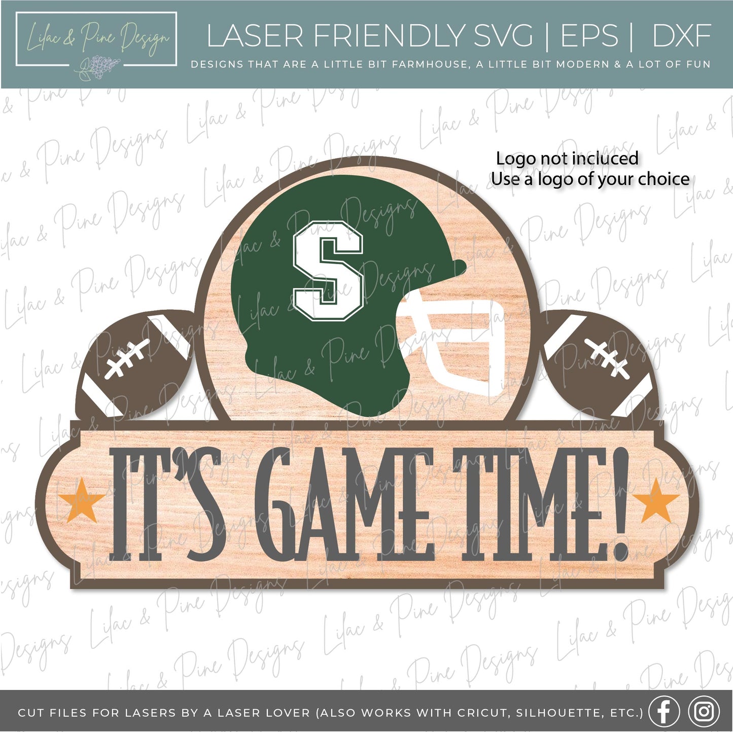 It's Game Time football sign SVG