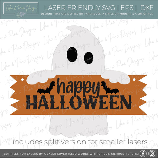Ghost shaped door hanger SVG - split option included