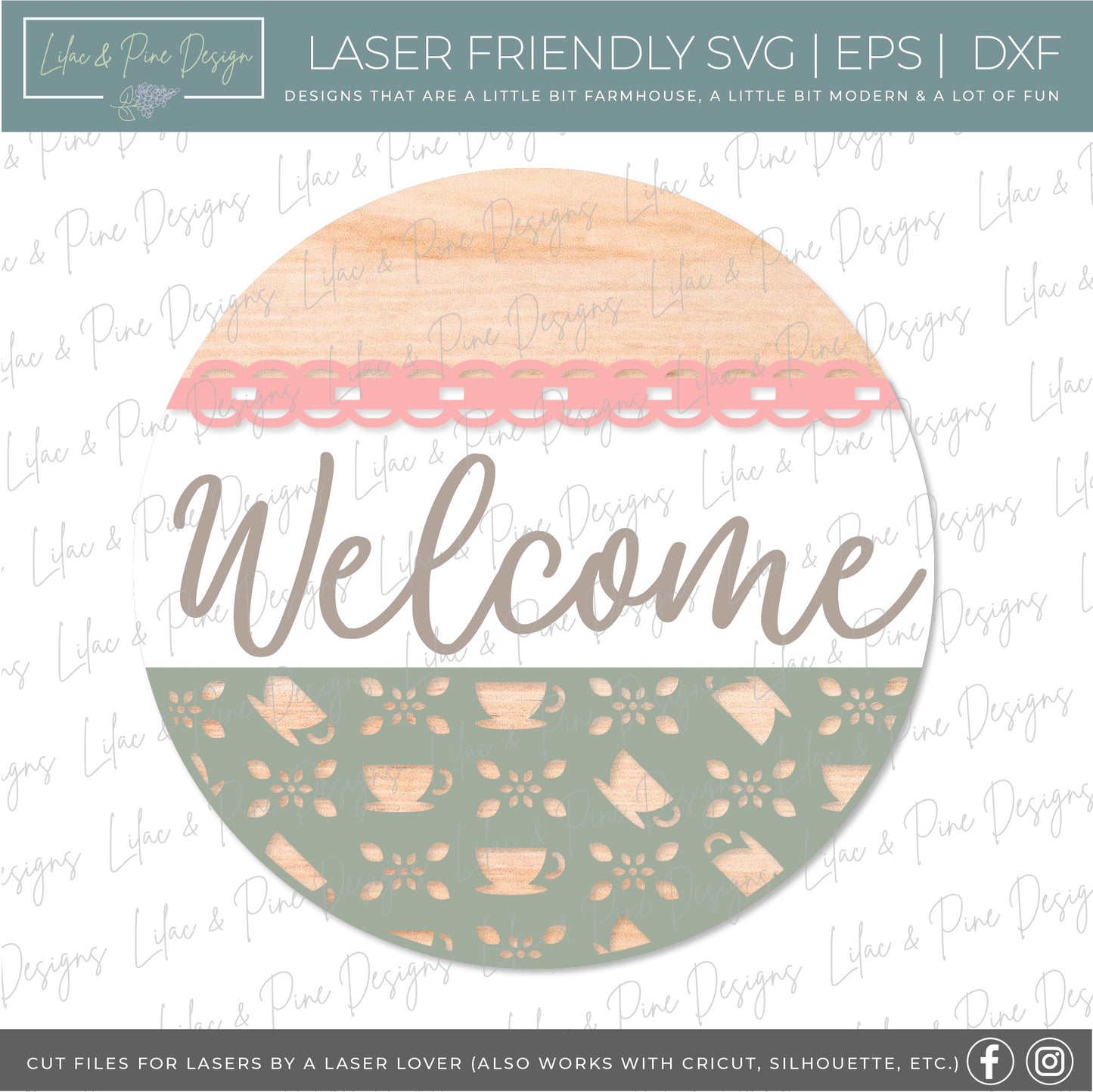 Spill the Tea SVG, tea party welcome sign, cottage core door hanger, Glowforge SVG, laser cut file
