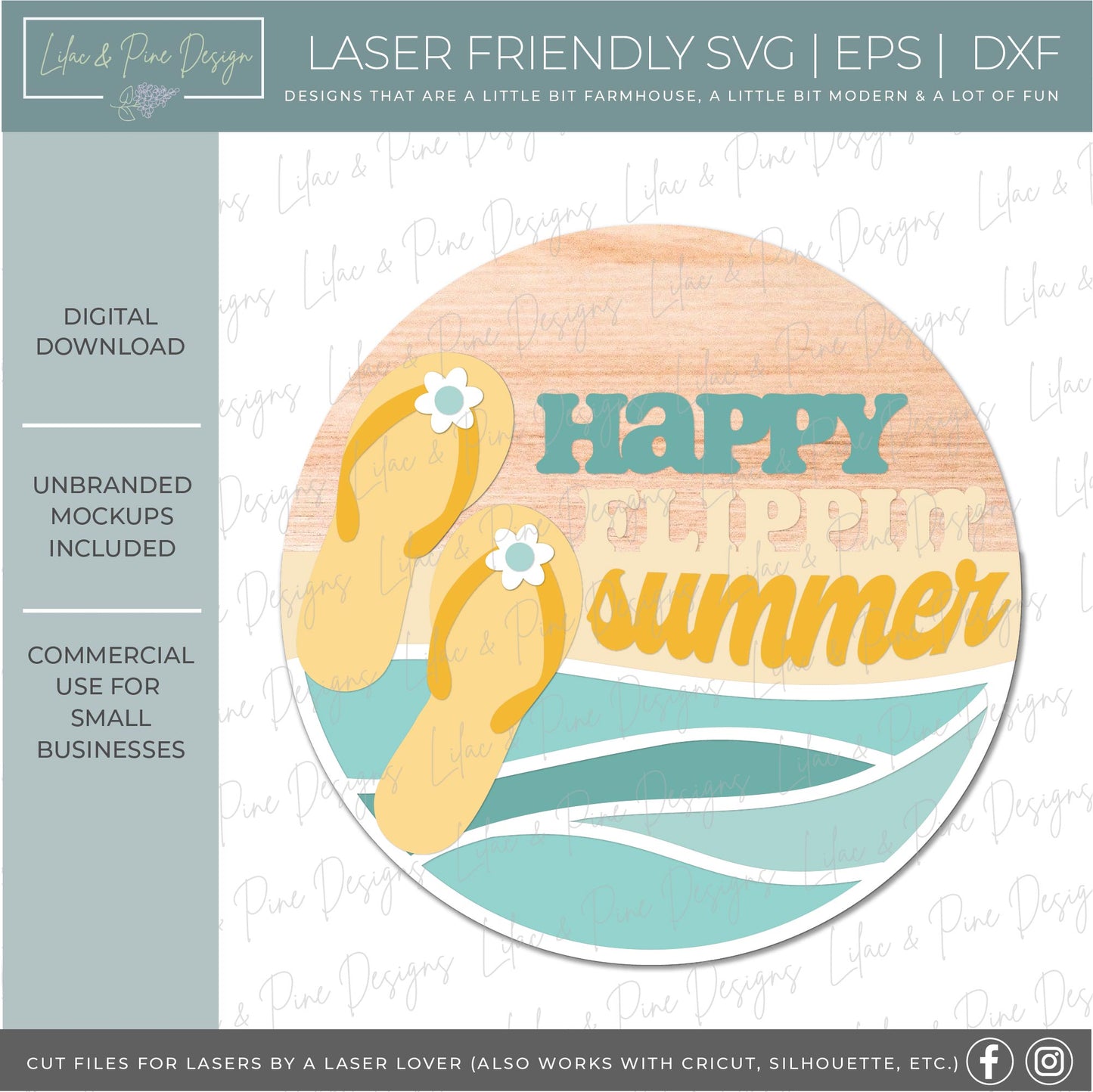 Snarky summer welcome sign, flip flop SVG, summer door hanger, funny summer round sign, Glowforge SVG, laser cut file