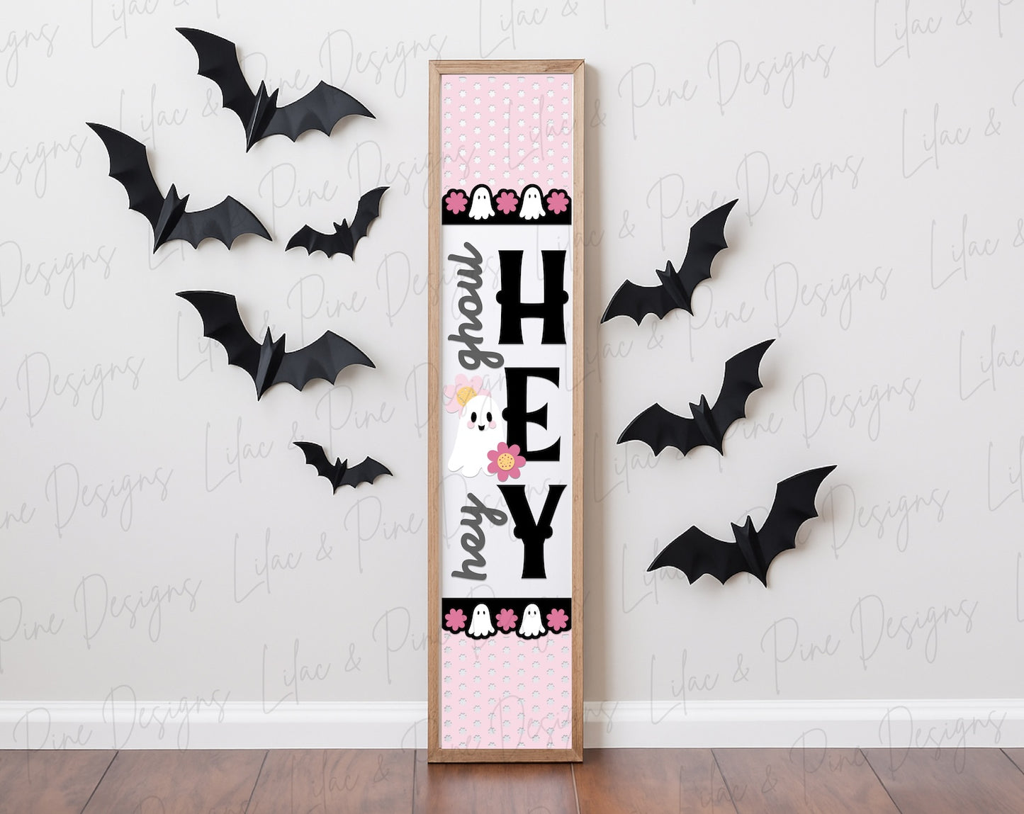 Hey Ghoul Hey SVG - Floral Ghost Halloween sign - Cute Girly porch leaner SVG - Pastel Spooky Season SVG - Cricut SVG - laser cut file: Glowforge, xTool, Lightburn