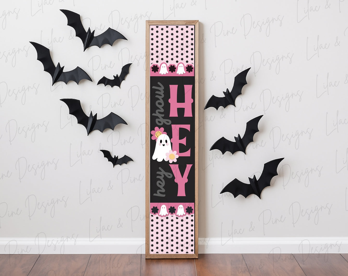 Hey Ghoul Hey SVG - Floral Ghost Halloween sign - Cute Girly porch leaner SVG - Pastel Spooky Season SVG - Cricut SVG - laser cut file: Glowforge, xTool, Lightburn