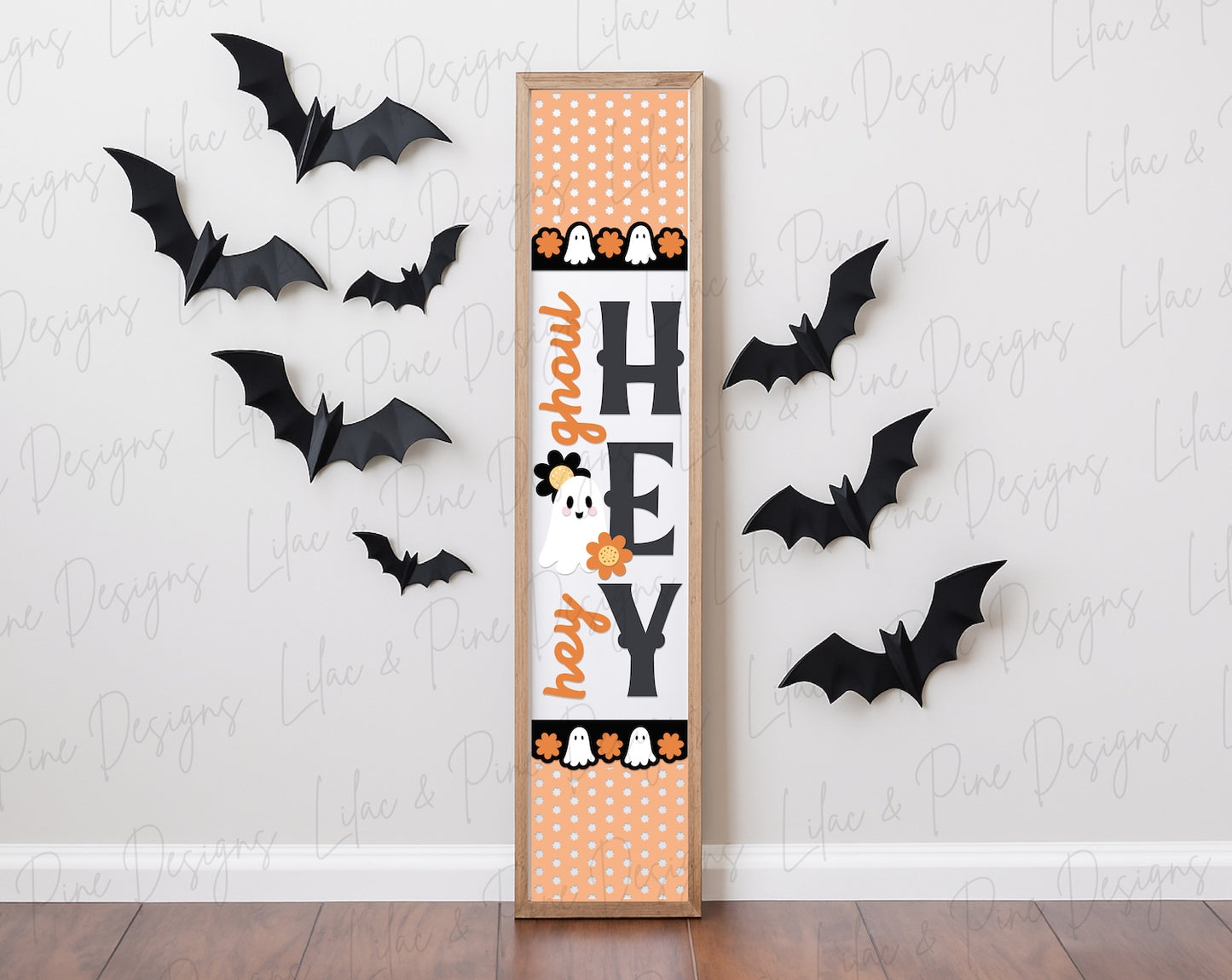 Hey Ghoul Hey SVG - Floral Ghost Halloween sign - Cute Girly porch leaner SVG - Pastel Spooky Season SVG - Cricut SVG - laser cut file: Glowforge, xTool, Lightburn