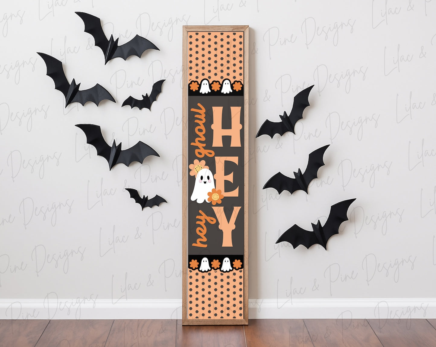 Hey Ghoul Hey SVG - Floral Ghost Halloween sign - Cute Girly porch leaner SVG - Pastel Spooky Season SVG - Cricut SVG - laser cut file: Glowforge, xTool, Lightburn