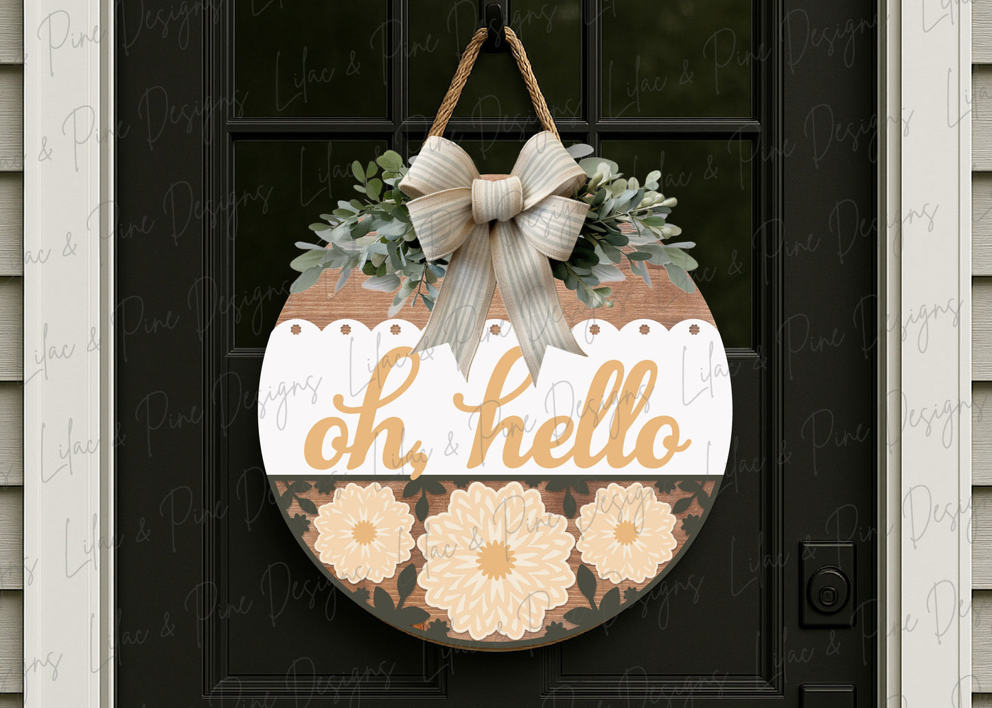 Oh Hello Mum Round Door Hanger SVG -