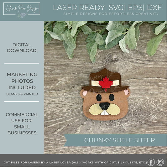 Canadian Beaver Mountie Shelf Sitter SVG digital download perfect for Canada Day decor.