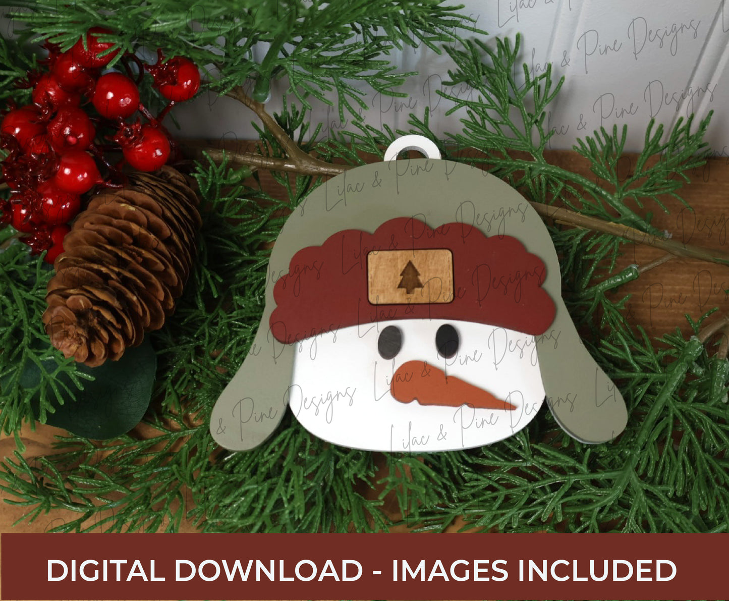 Personalized Snowman Ornament SVG – “There’s Snowbody Quite Like You” - Trapper Hat Snowman with patch - laser cut file