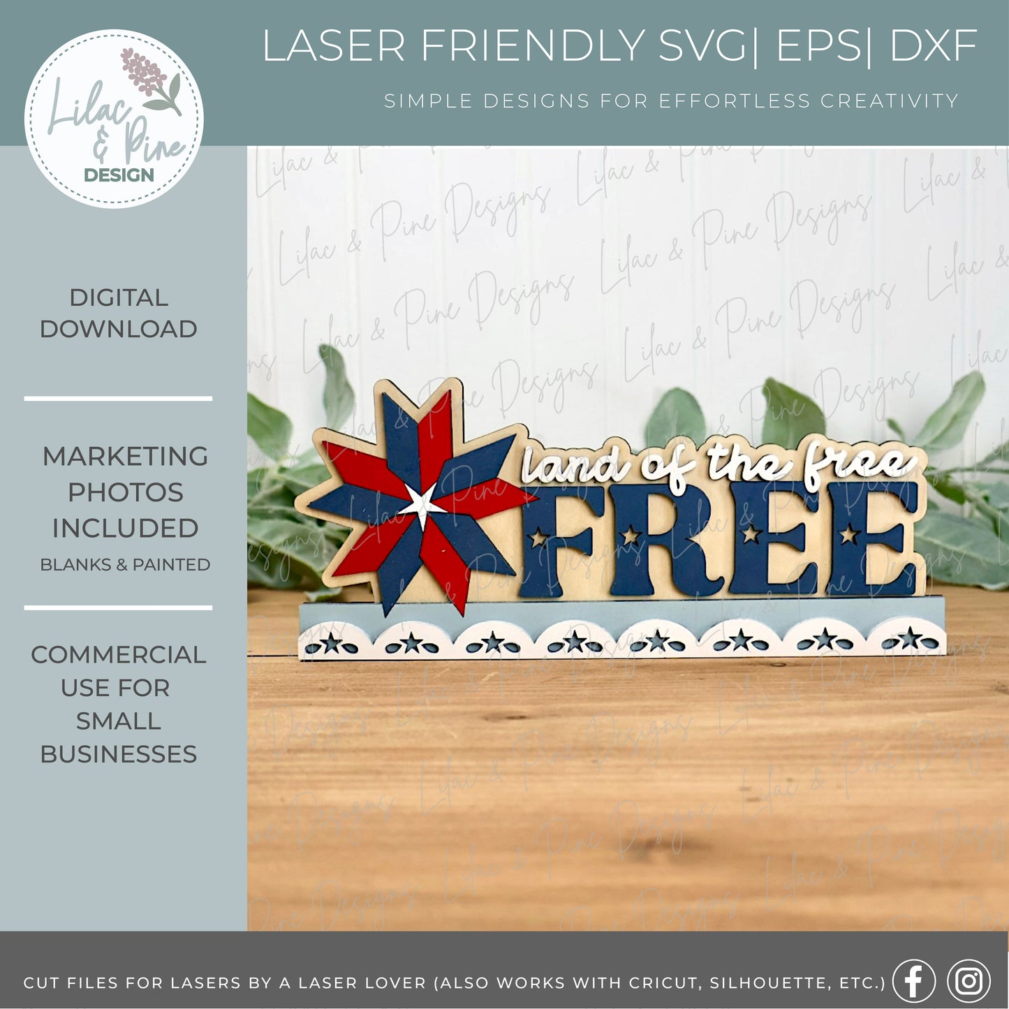 Land of the Free shelf sitter SVG - April SVG Club