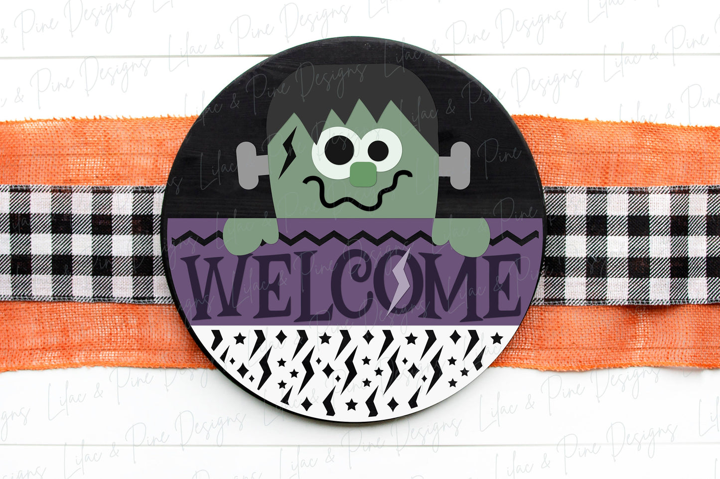 Halloween door hanger, Frankenstein Welcome SVG, Frankenstein door hanger, Halloween sign, Halloween decor, Glowforge Svg, laser cut file