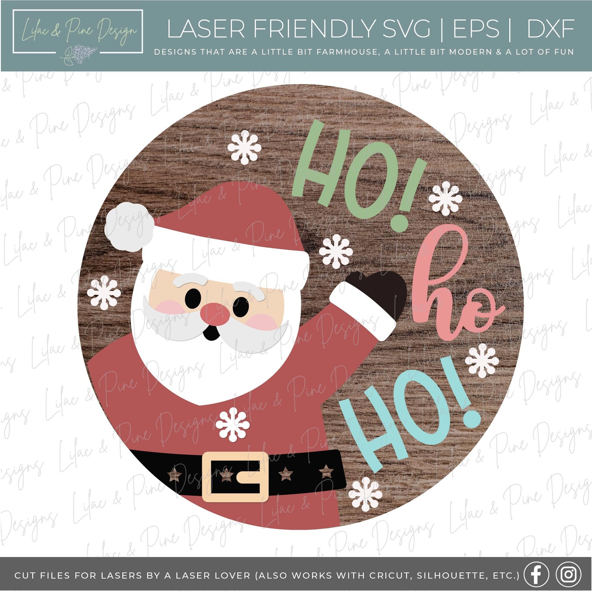 Christmas sign SVG, Santa Claus door hanger, ho ho ho welcome sign SVG, Holiday decor, cute Christmas sign, Glowforge Svg, laser cut file