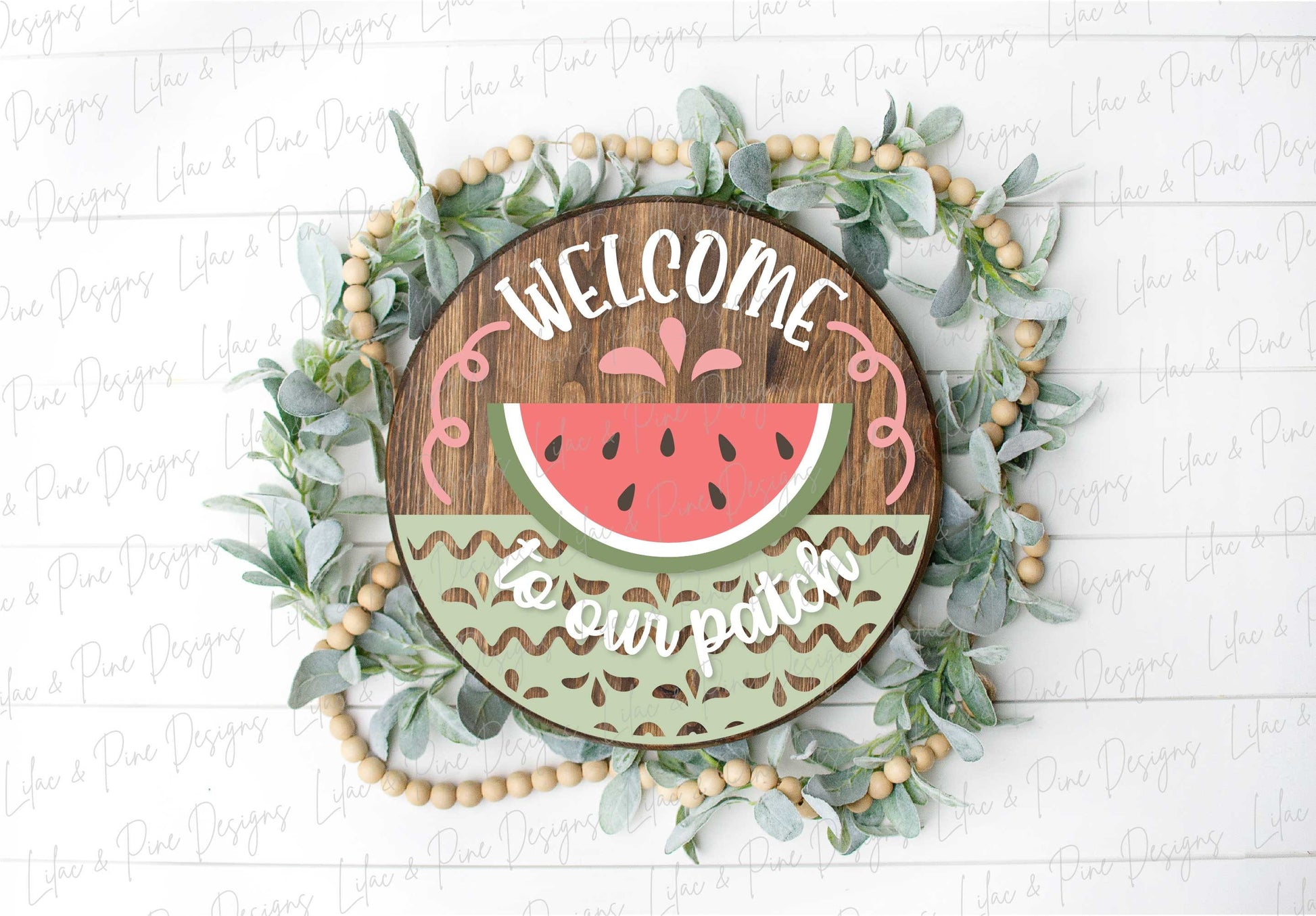 Summer Watermelon door hanger, Welcome to our Patch SVG, cute summer laser design, Watermelon porch decor, Glowforge SVG, laser cut file