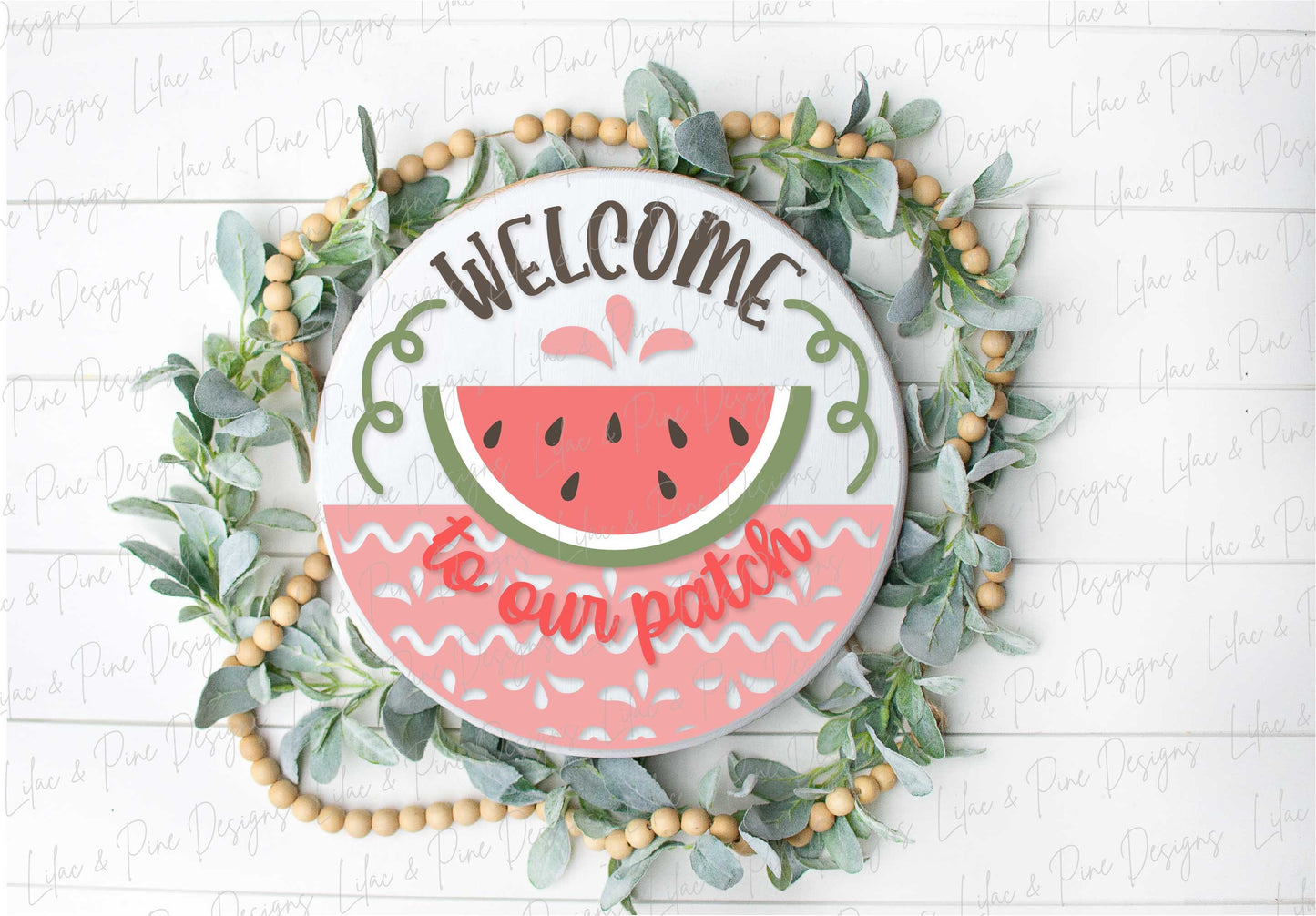 Summer Watermelon door hanger, Welcome to our Patch SVG, cute summer laser design, Watermelon porch decor, Glowforge SVG, laser cut file