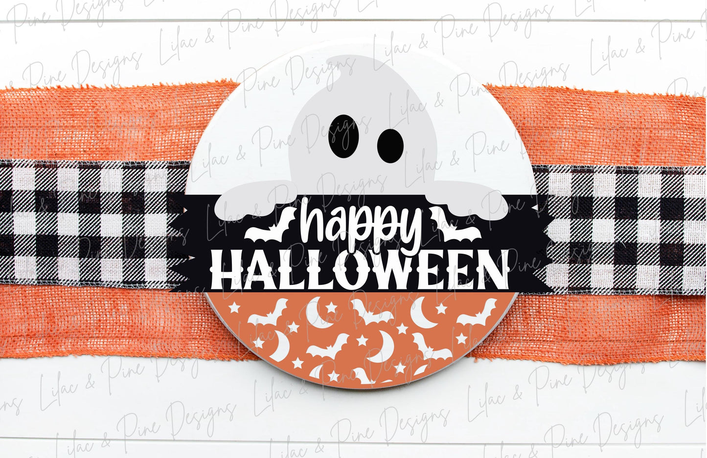 Happy Halloween sign SVG, Ghost welcome sign SVG, Halloween door hanger, round sign, Halloween decor SVG, Glowforge svg, laser cut file