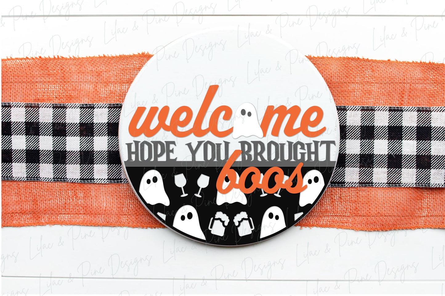 Halloween door hanger SVG, hope you brought boos SVG, ghost welcome sign, spooky sign, door hanger pattern, Glowforge SVG, laser cut file