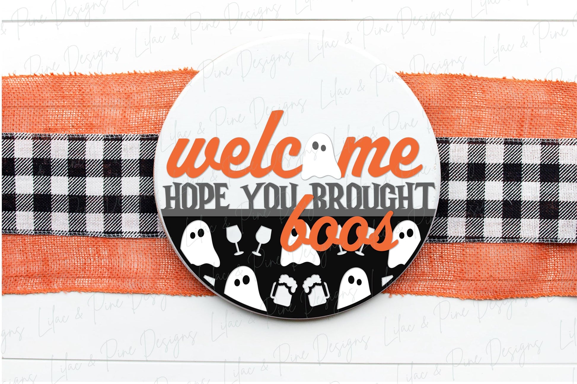 Halloween door hanger SVG, hope you brought boos SVG, ghost welcome sign, spooky sign, door hanger pattern, Glowforge SVG, laser cut file