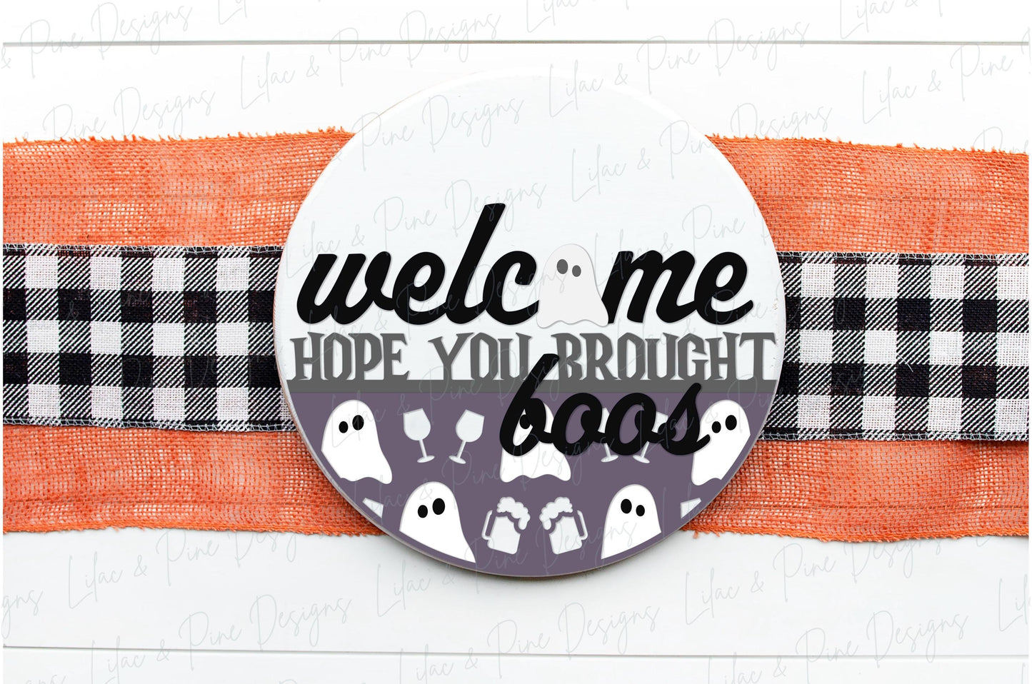 Halloween door hanger SVG, hope you brought boos SVG, ghost welcome sign, spooky sign, door hanger pattern, Glowforge SVG, laser cut file