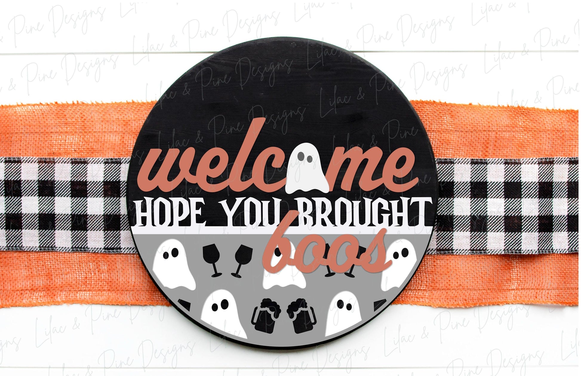 Halloween door hanger SVG, hope you brought boos SVG, ghost welcome sign, spooky sign, door hanger pattern, Glowforge SVG, laser cut file