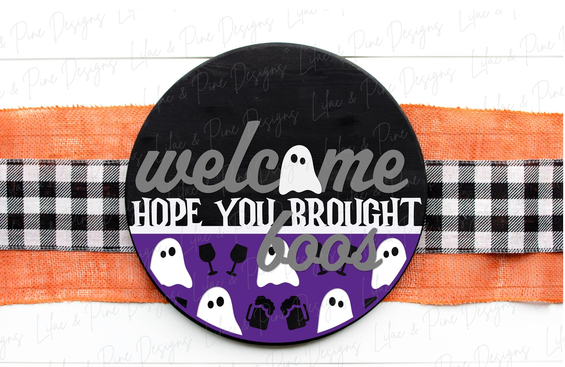 Halloween door hanger SVG, hope you brought boos SVG, ghost welcome sign, spooky sign, door hanger pattern, Glowforge SVG, laser cut file