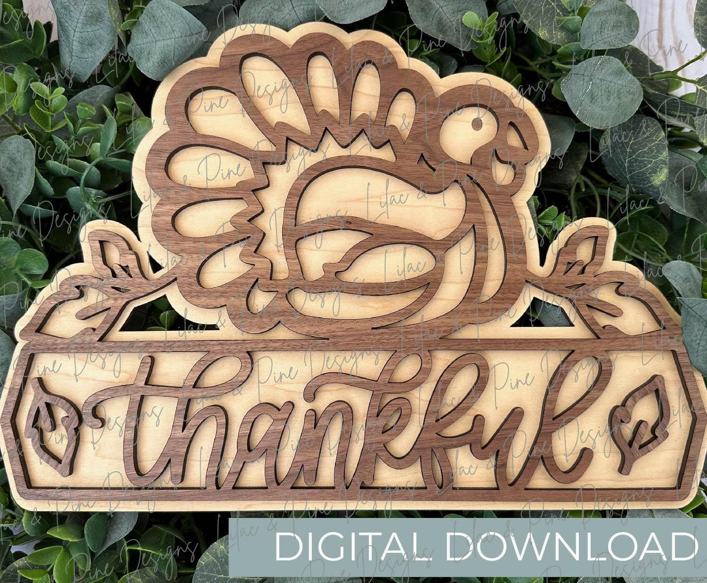 thankful sign SVG, Thanksgiving welcome sign SVG, turkey door hanger, gratitude svg, Glowforge SVG, sign template, laser cut file