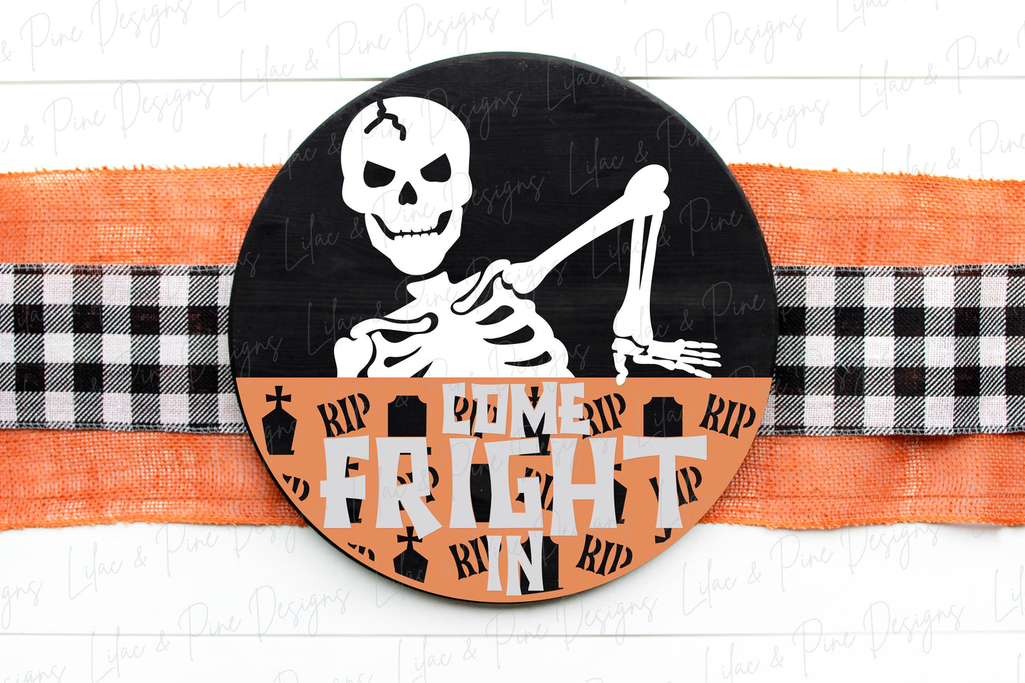 Come fright in welcome SVG, Halloween SVG, skeleton door hanger, Creepy graveyard SVG, Spooky season sign, Glowforge svg, laser cut file