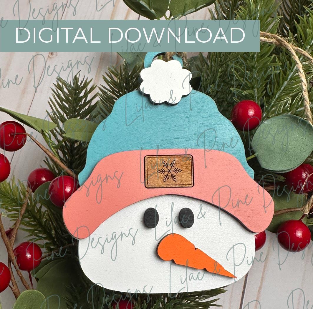 Christmas Ornament SVG, snowman name ornament SVG, 2024 ornament, ornament kit svg, personalized Glowforge SVG, laser cut file