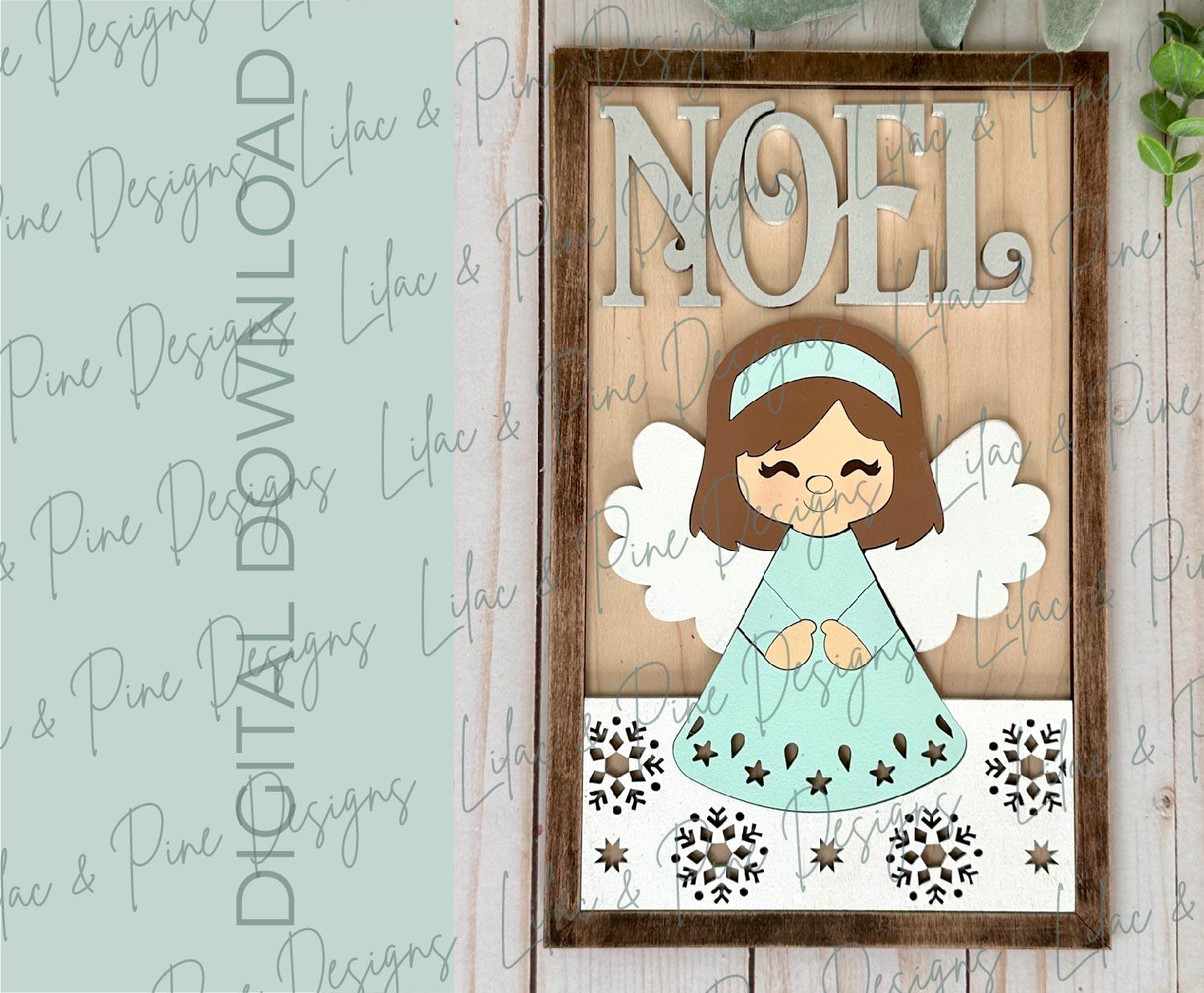 Christmas Angel SVG, Noel sign SVG, Christmas laser cut file, Religious Christmas pattern, Child Angel SVG, Glowforge Svg, laser cut file