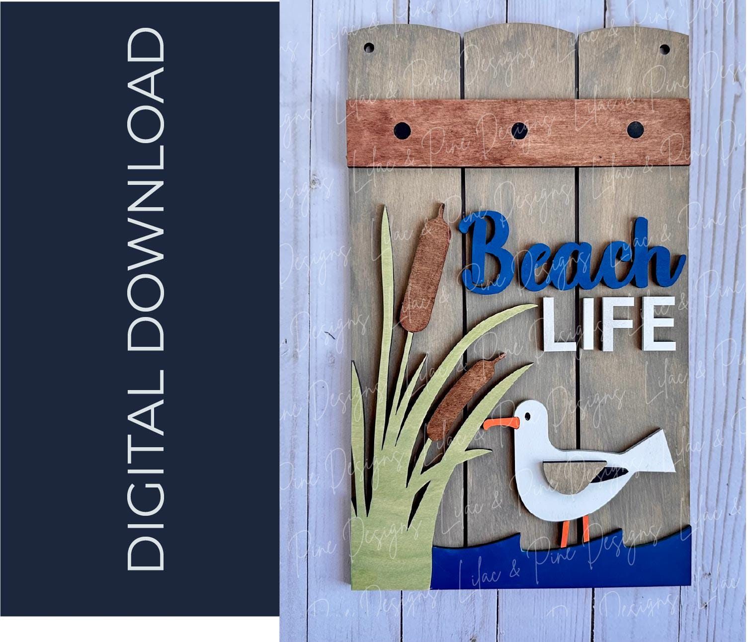 seagull door hanger SVG, Lake Life welcome sign, Beach SVG, Cabin, River Life svg, laser cut file, plank sign, Glowforge, digital download