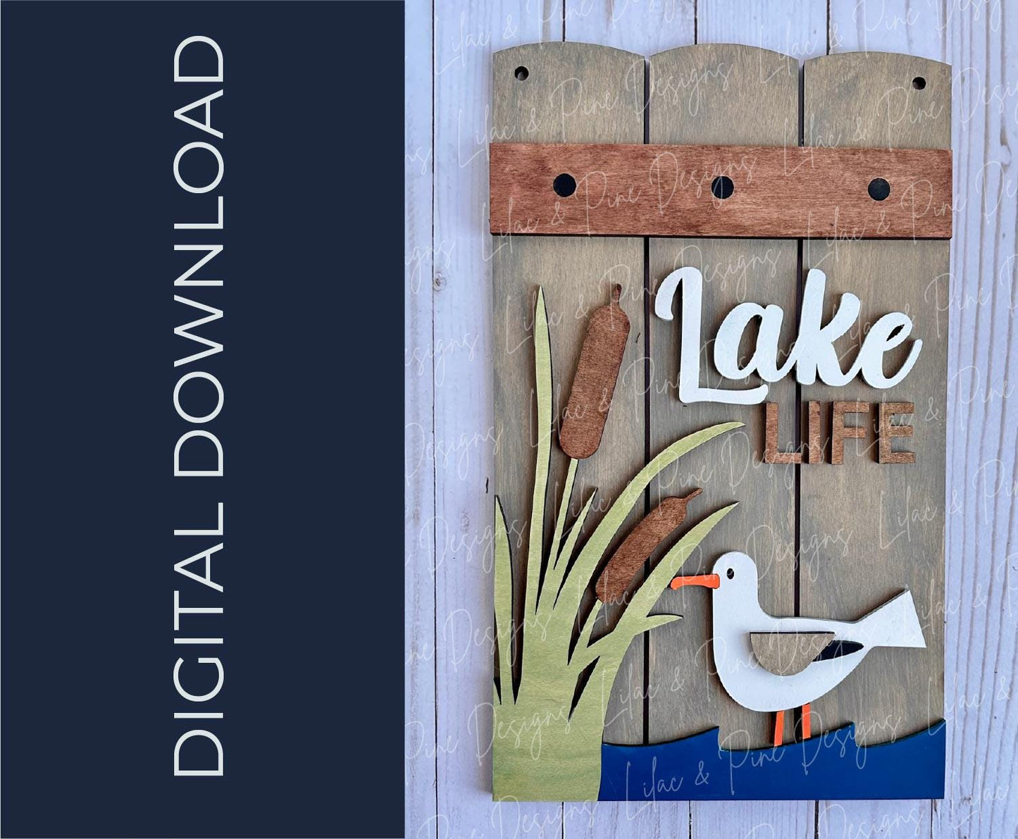 seagull door hanger SVG, Lake Life welcome sign, Beach SVG, Cabin, River Life svg, laser cut file, plank sign, Glowforge, digital download