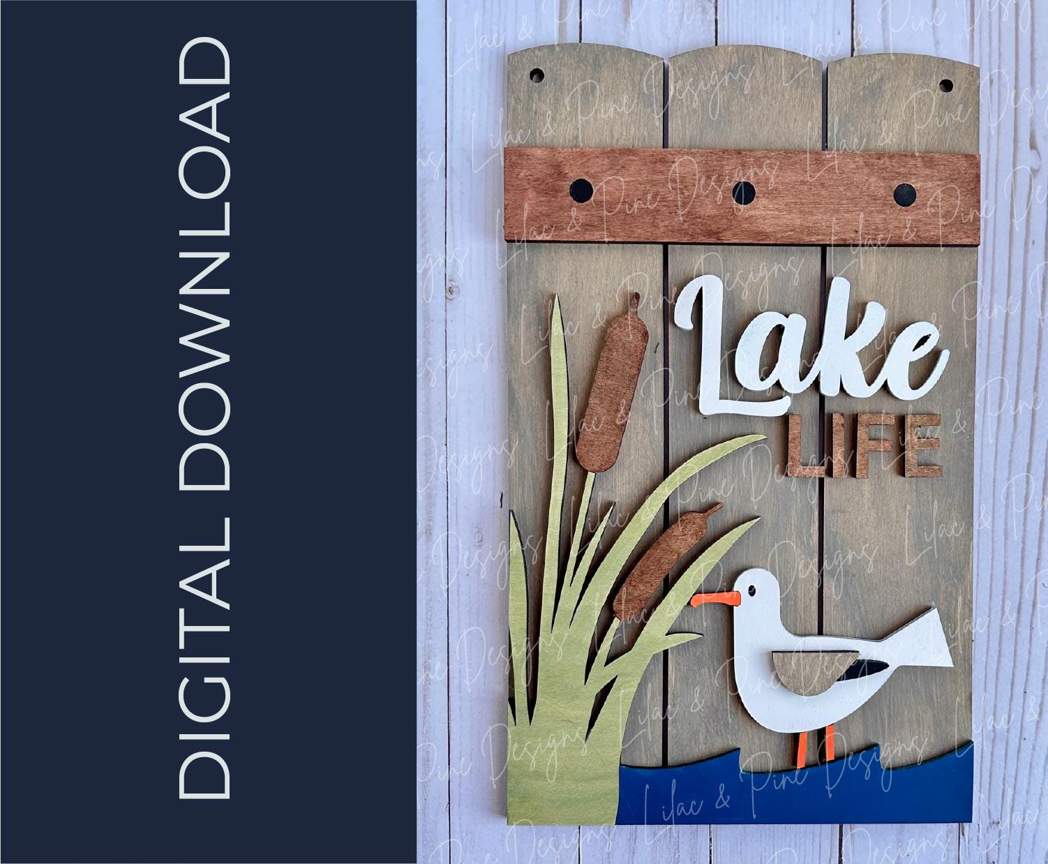 seagull door hanger SVG, Lake Life welcome sign, Beach SVG, Cabin, River Life svg, laser cut file, plank sign, Glowforge, digital download