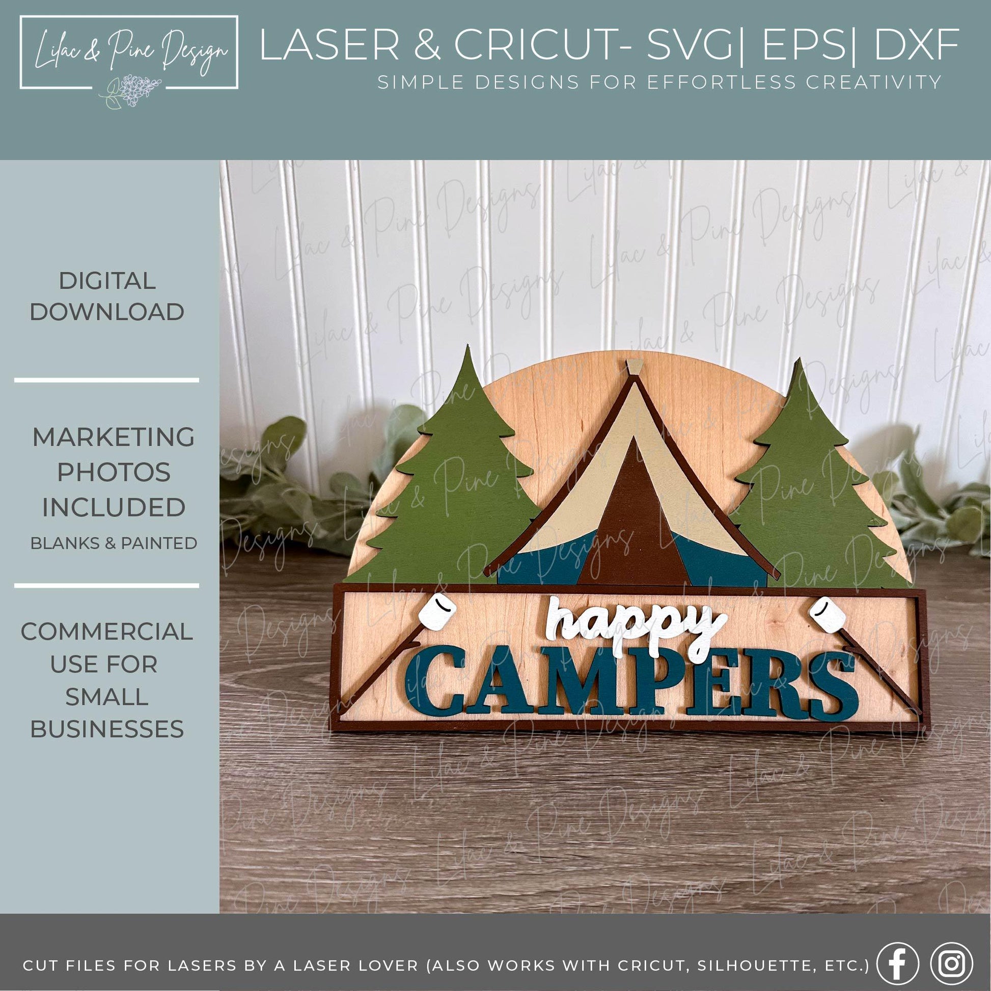 happy camper SVG, tent camping sign SVG, campsite welcome sign svg, campground svg, Glowforge SVG, laser cut file, digital download