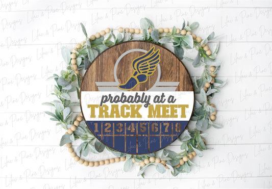 track and field family door hanger SVG, track meet welcome sign SVG, spring sports round sign, Glowforge Svg, laser cut file, Cricut SVG