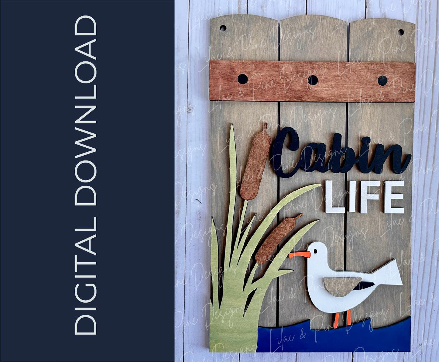 seagull door hanger SVG, Lake Life welcome sign, Beach SVG, Cabin, River Life svg, laser cut file, plank sign, Glowforge, digital download