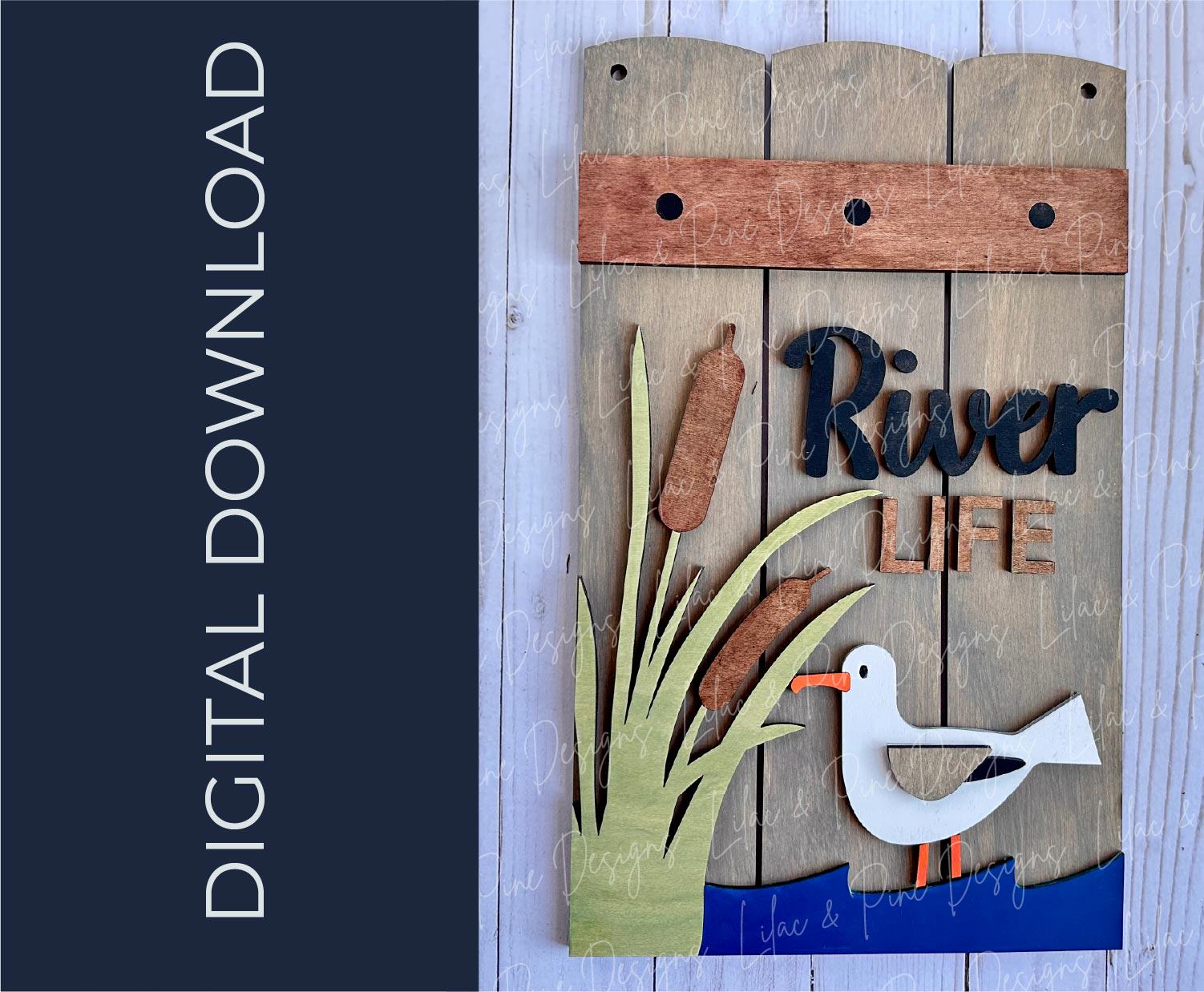 seagull door hanger SVG, Lake Life welcome sign, Beach SVG, Cabin, River Life svg, laser cut file, plank sign, Glowforge, digital download