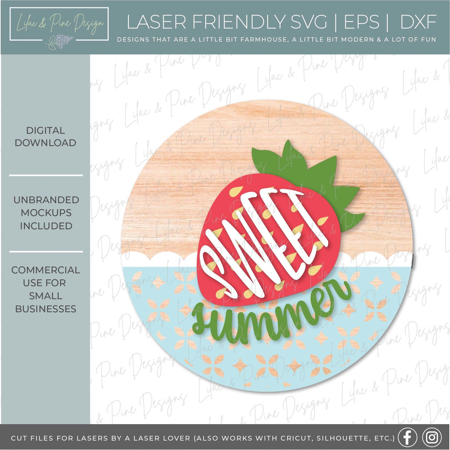 Strawberry door hanger SVG, sweet summer sign, Strawberries welcome sign SVG, digital download, Glowforge Svg, laser cut file, Cricut SVG