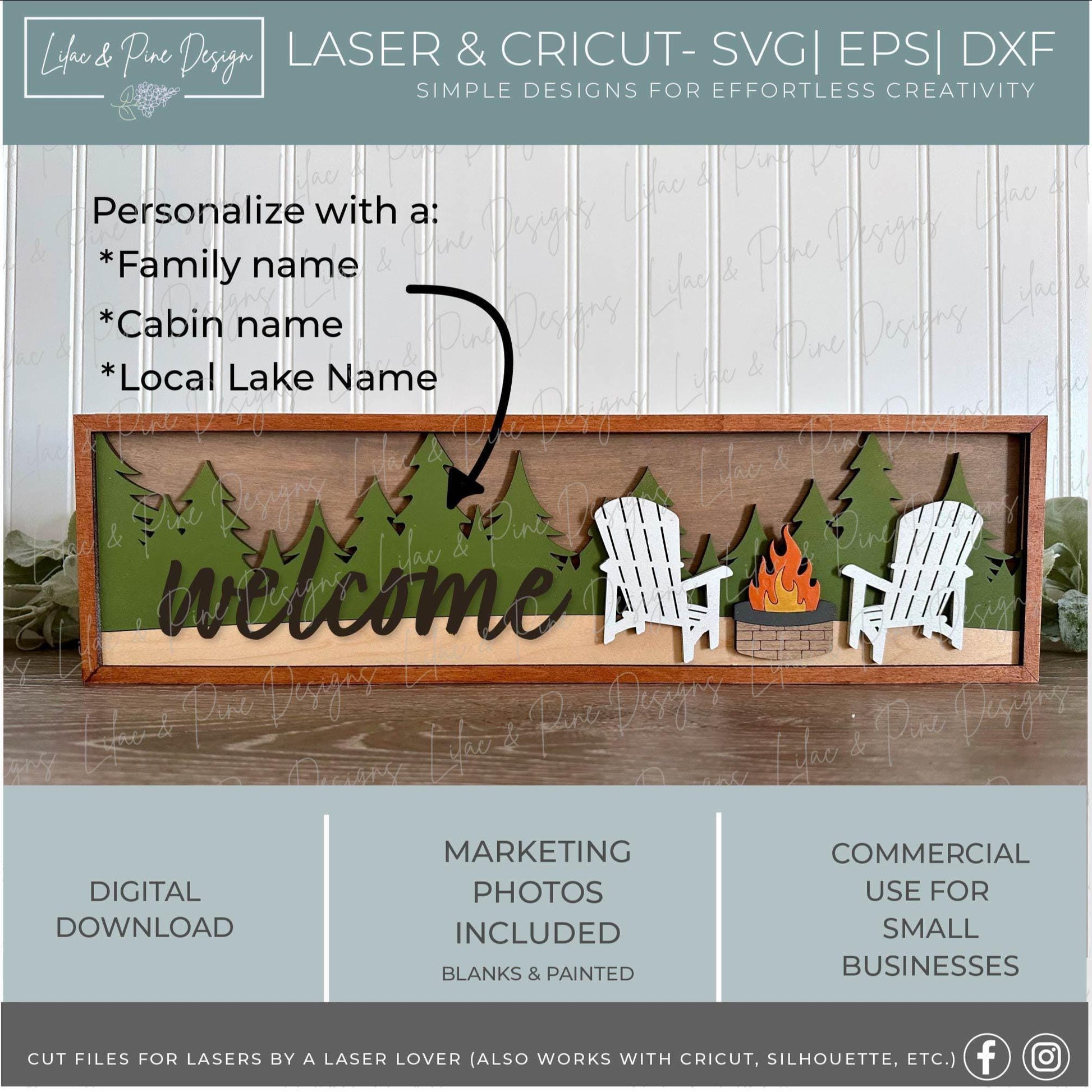 fire pit sign SVG, cabin sign sign SVG, lake house welcome sign svg, summer patio sign svg, Glowforge SVG, laser cut file, digital download