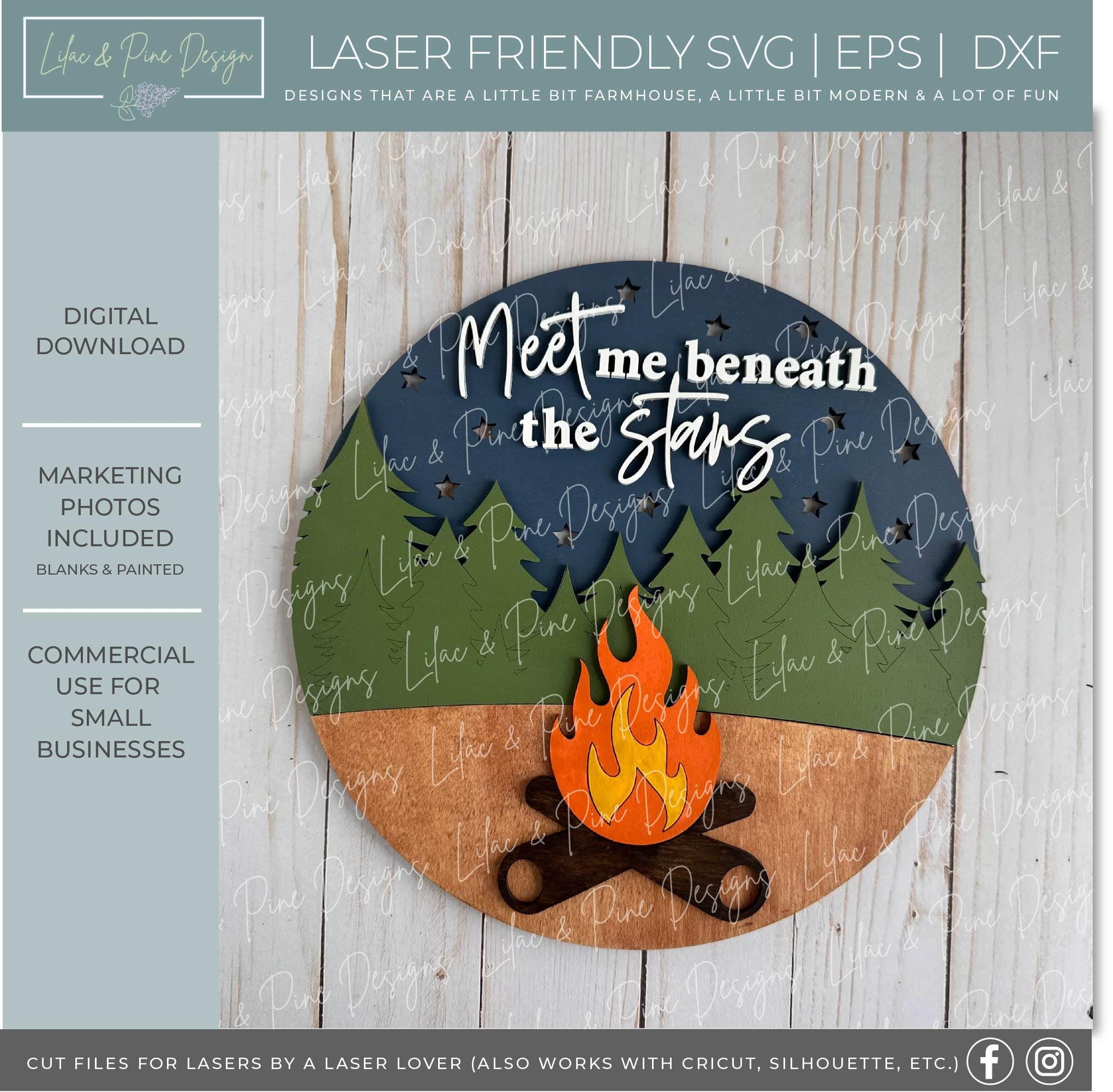 camping sign bundle SVG, under the stars sign, fire pit sign SVG, campfire svg, Glowforge Svg, laser cut file, Cricut SVG, digital download