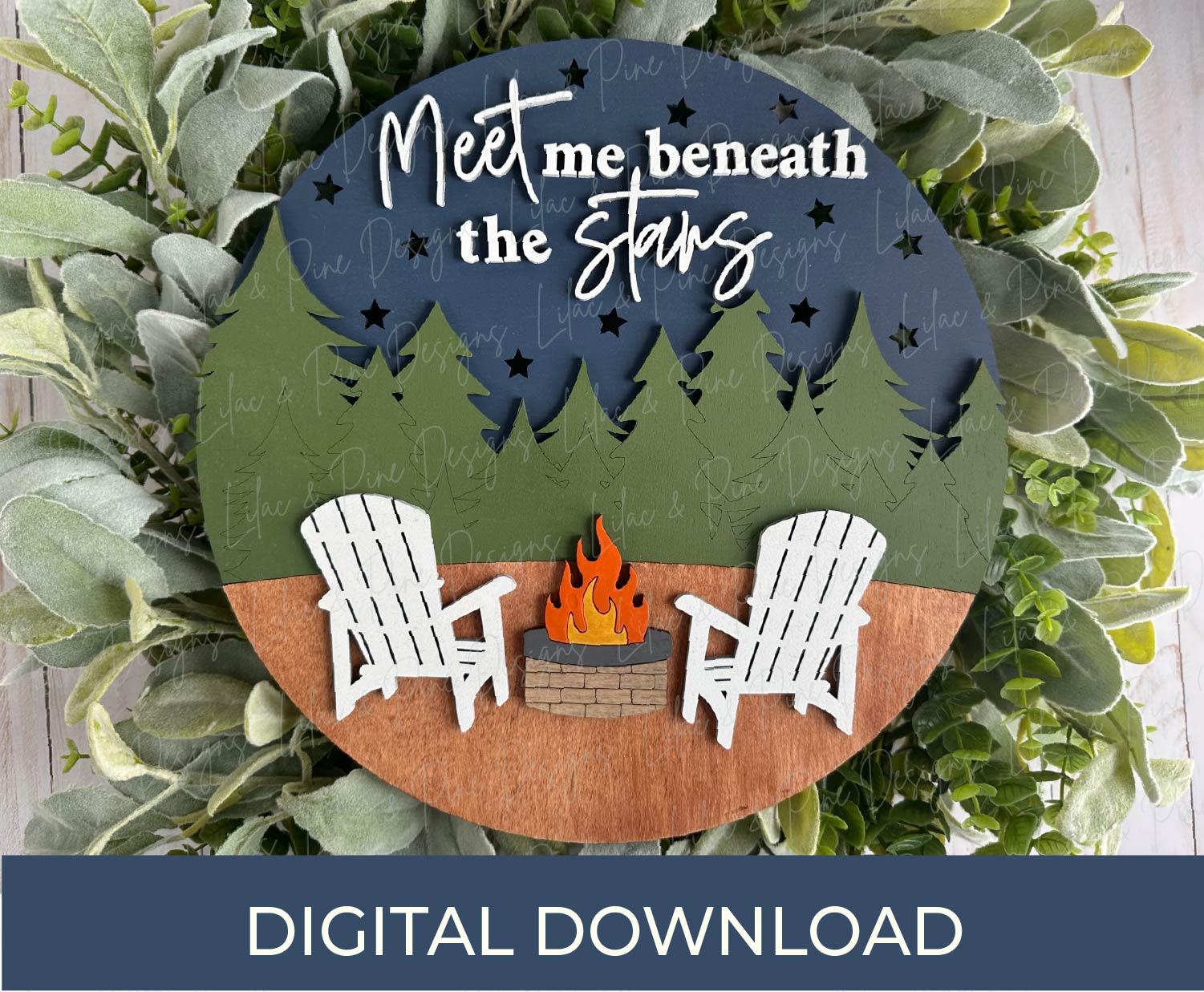 camping sign bundle SVG, under the stars sign, fire pit sign SVG, campfire svg, Glowforge Svg, laser cut file, Cricut SVG, digital download