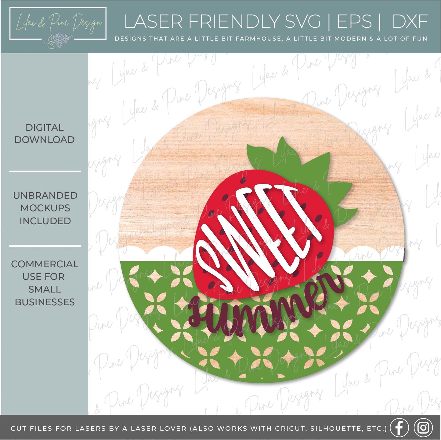 Strawberry door hanger SVG, sweet summer sign, Strawberries welcome sign SVG, digital download, Glowforge Svg, laser cut file, Cricut SVG