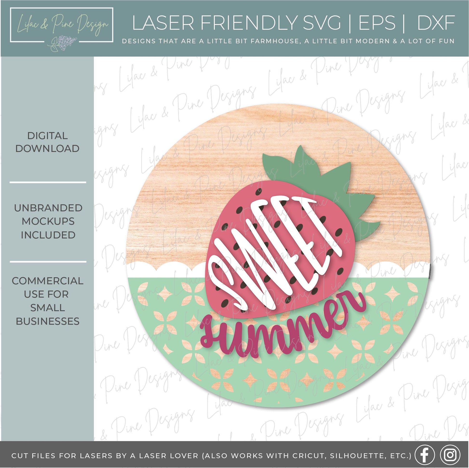 Strawberry door hanger SVG, sweet summer sign, Strawberries welcome sign SVG, digital download, Glowforge Svg, laser cut file, Cricut SVG