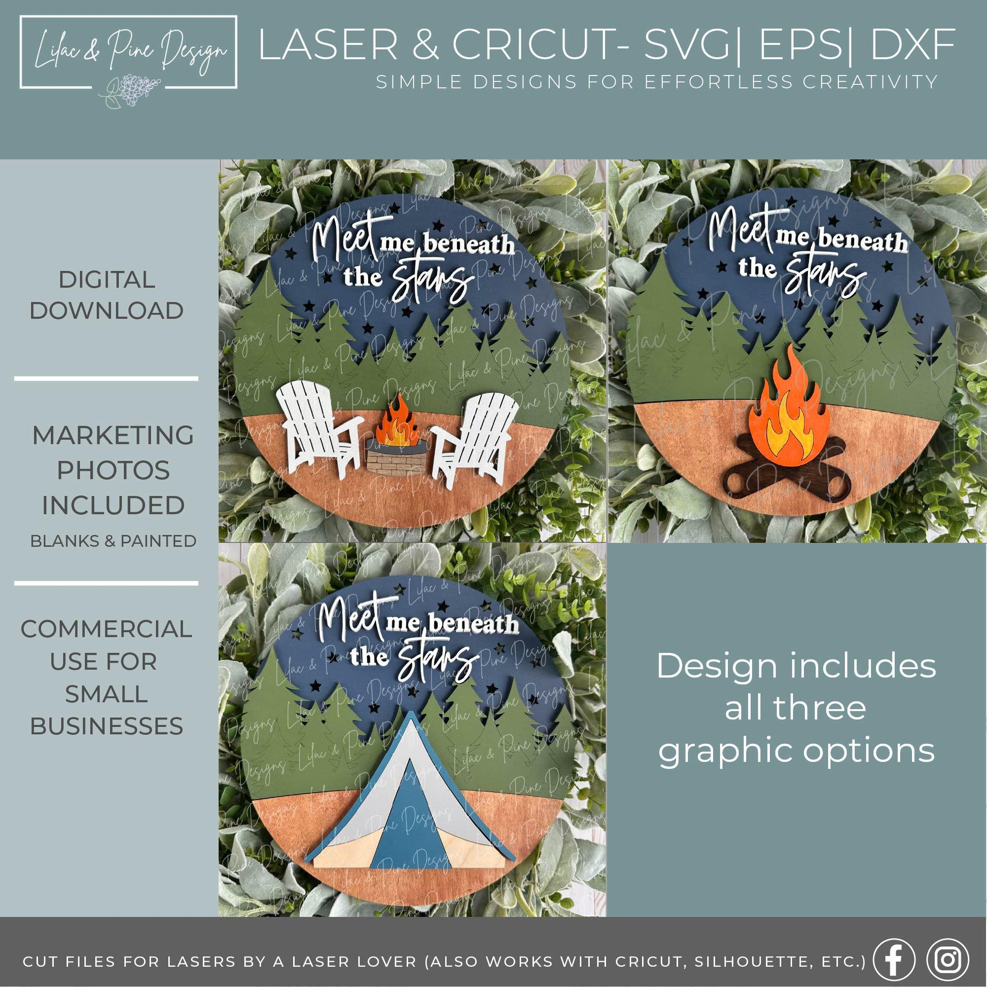 camping sign bundle SVG, under the stars sign, fire pit sign SVG, campfire svg, Glowforge Svg, laser cut file, Cricut SVG, digital download