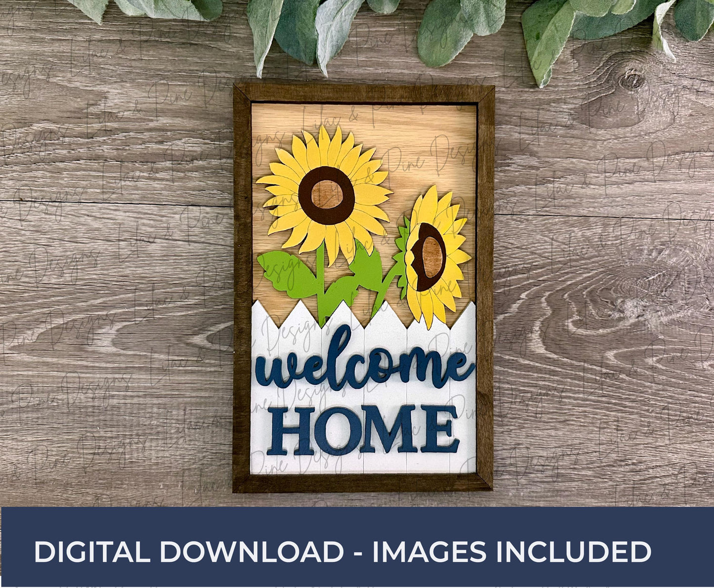 Sunflower Welcome home sign SVG - summer sunflower decor SVG - fall floral cut file - digital download - laser cut file - Glowforge SVG