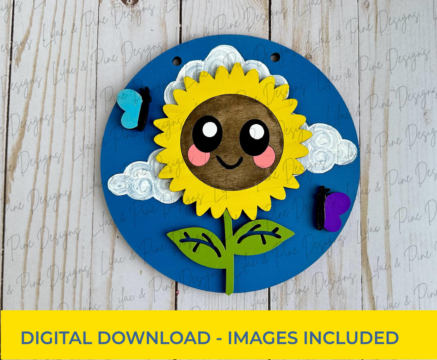 Cute Sunflower Kids craft SVG - banner style name sign - summer project for children - digital download - laser cut file - Glowforge SVG