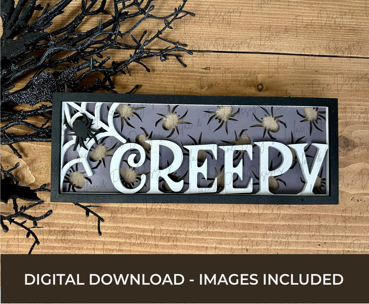 Halloween mini sign bundle SVG - Halloween shelf sitter - Beware spiderweb SVG - Creepy Spider sign - spooky SVG - laser cut files