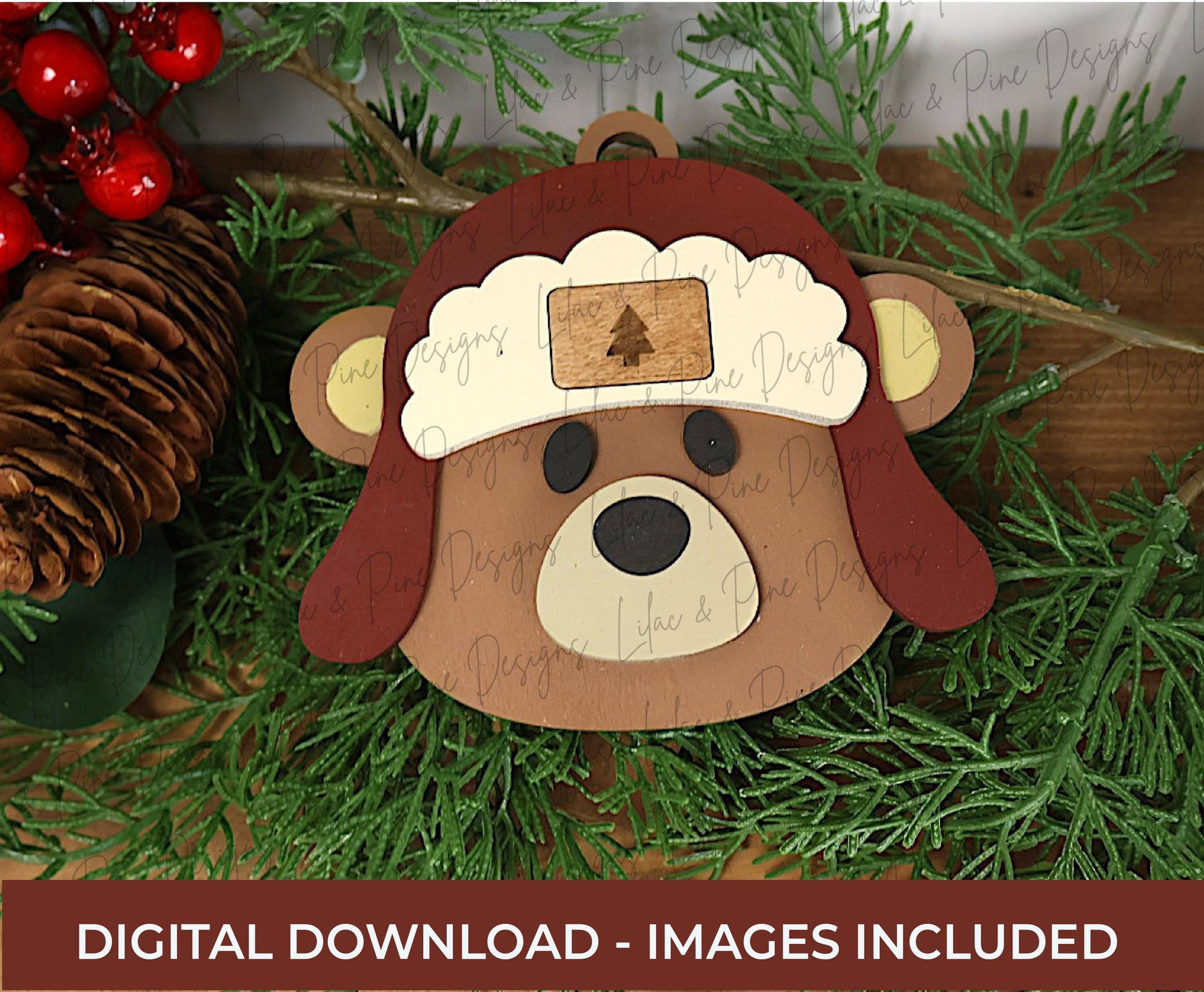 Cute Christmas Ornament SVG Set – Snowman, Bear, Moose Bundle with Customizable Hat – Laser Cut File for Glowforge, xTool, Lightburn