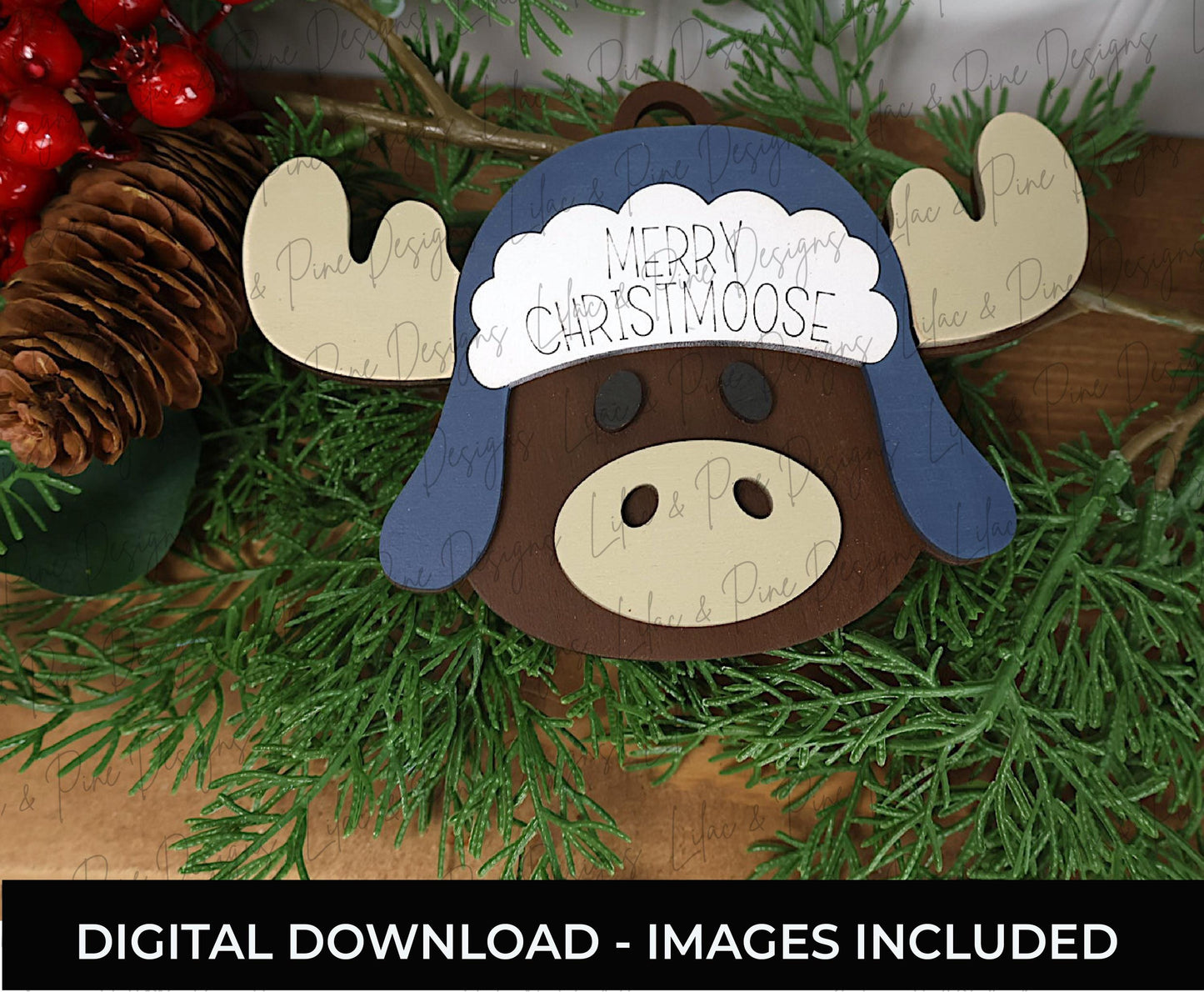 Cute Christmas Ornament SVG Set – Snowman, Bear, Moose Bundle with Customizable Hat – Laser Cut File for Glowforge, xTool, Lightburn