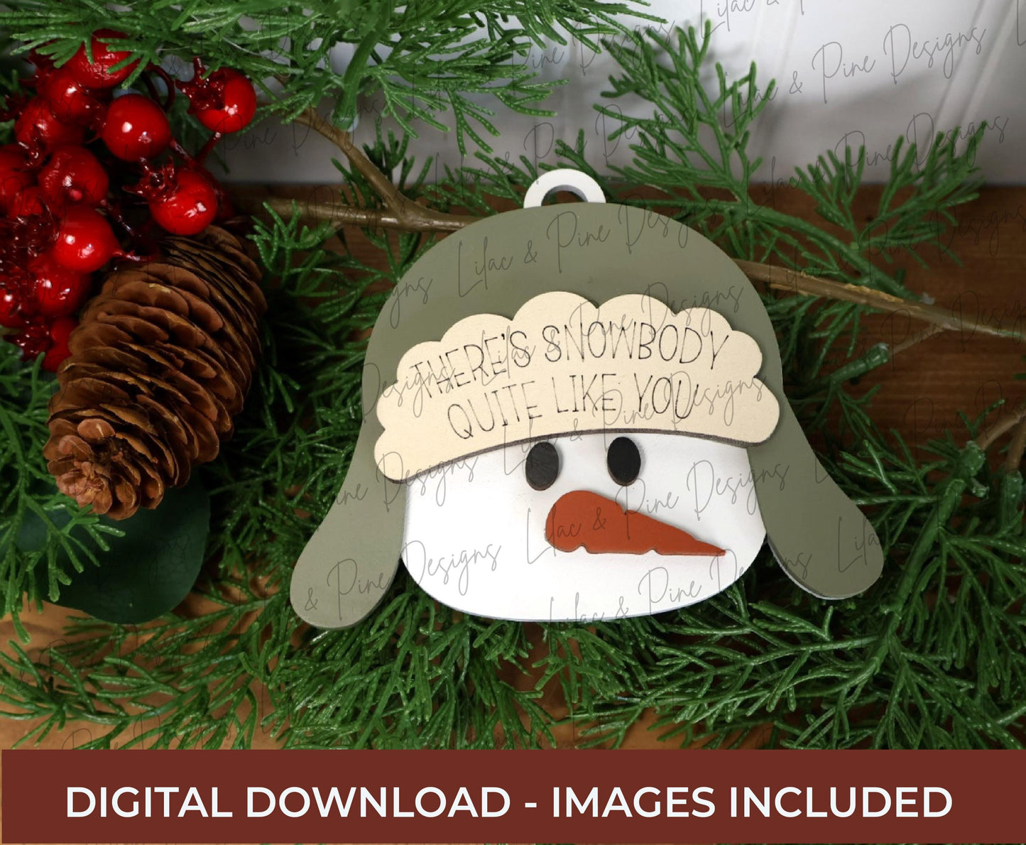 Cute Christmas Ornament SVG Set – Snowman, Bear, Moose Bundle with Customizable Hat – Laser Cut File for Glowforge, xTool, Lightburn